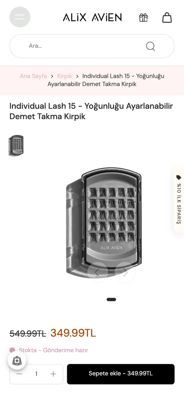 Another Alix Avien product page on mobile