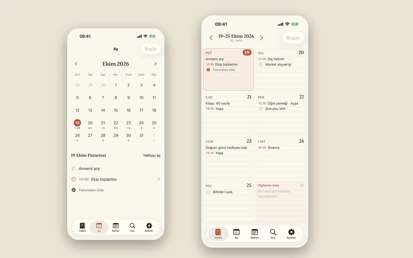 ECI Ajanda — weekly paper planner, month and week views