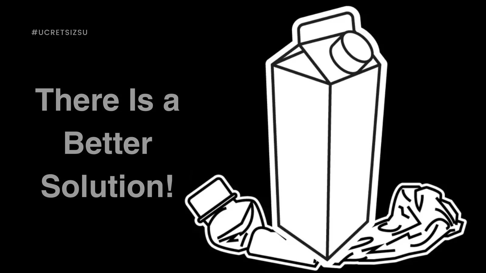 Pitch deck slide: a paper carton standing over a crushed plastic bottle