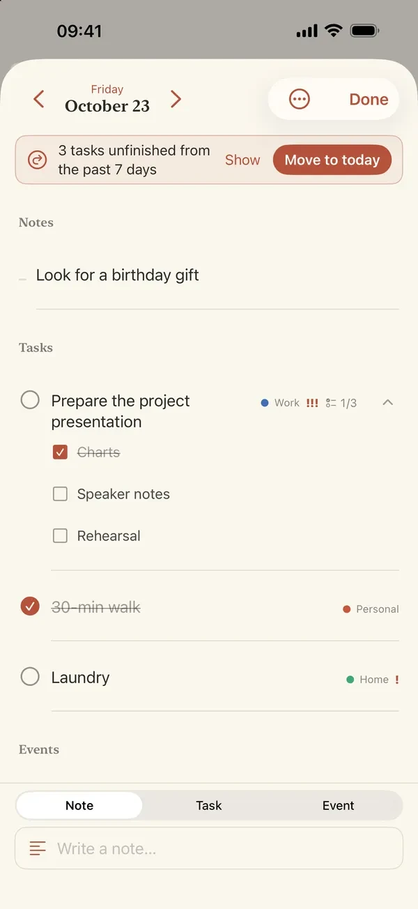 Paperweek day page
