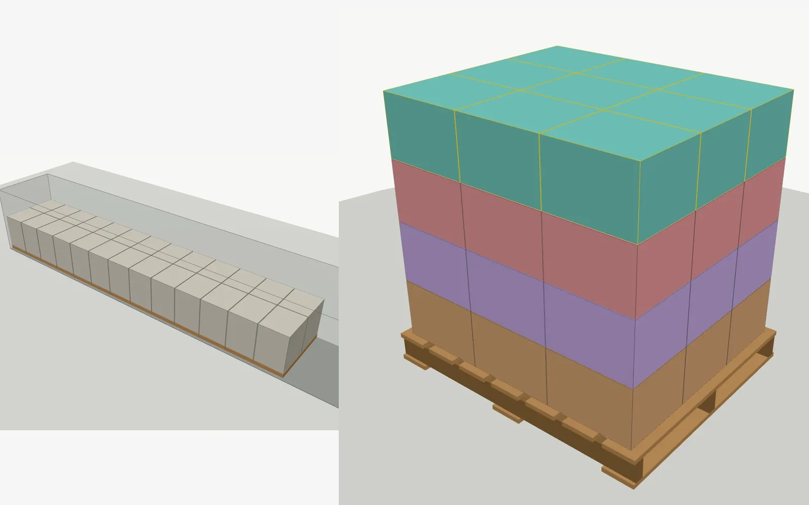 Tiercube — 3D pallet plan and a 53-foot trailer load