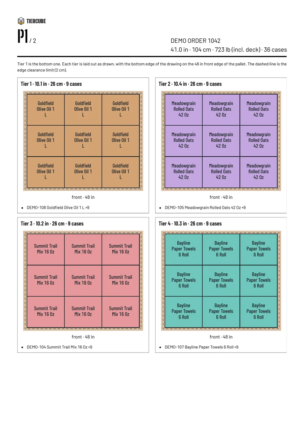 A4 build card: the pallet, layer by layer